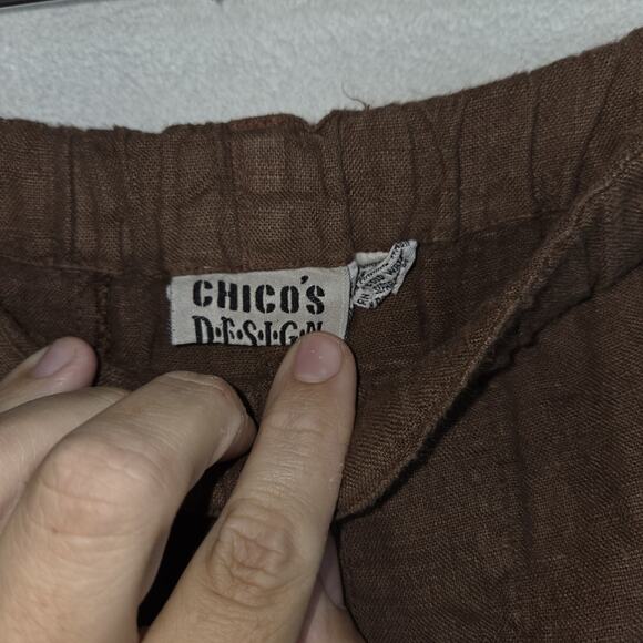 Vintage Chicos Pants Womens Large Abstract Cottagecore Grandma 100% Linen Pant - Picture 9 of 12